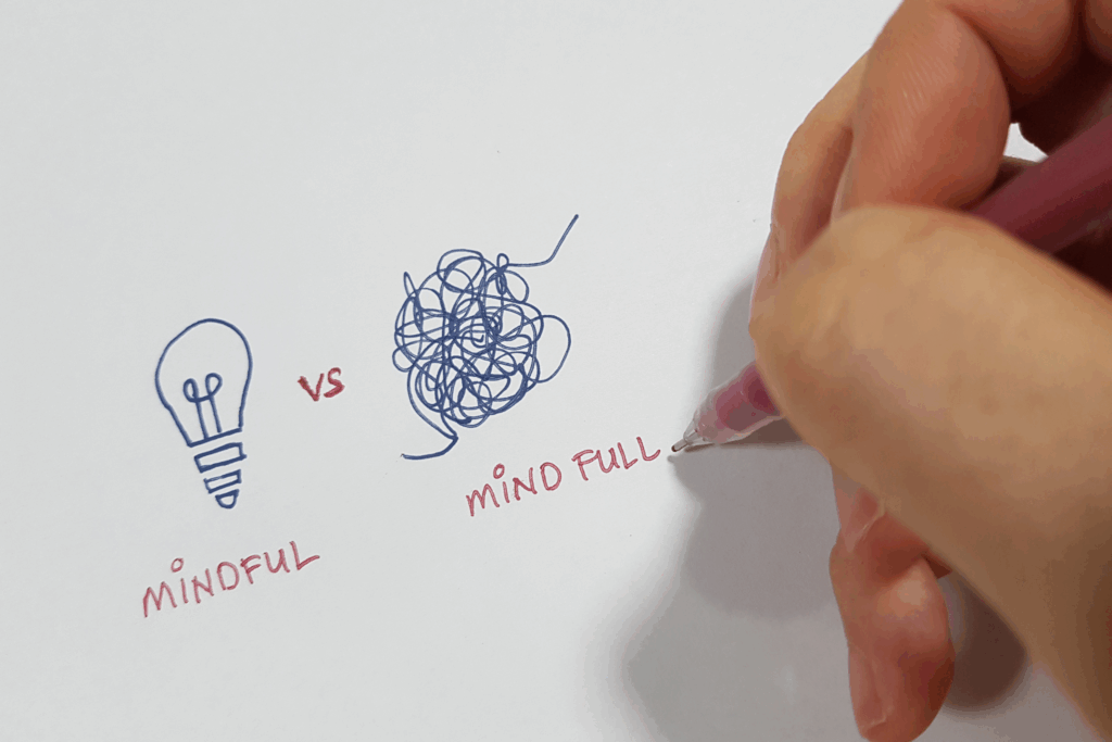 mindfulness - the image shows a mindful vs mind full