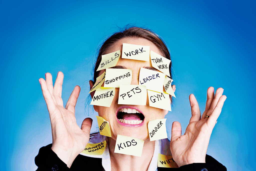 This image is showing a lady clearly overwhelmed by life